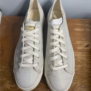 Keds Off-White Canvas Lace-Up Sneakers